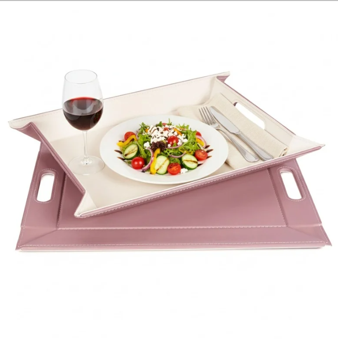 DUO PLACEsMAT™ Convertible Food Tray and Placemat, 2-Color Faux Leather Reversible and Crafted with Premium Materials - Strong, Versatile and Stylish for any Décor.