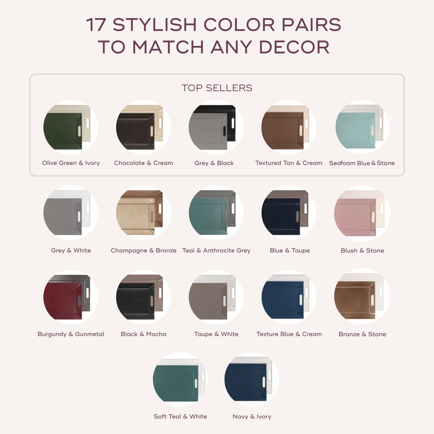 DUO PLACEsMAT Convertible Tray and Reversible Placemat, Crafted with Wood Core and Wrapped in 2-Color Premium Faux Leather - Strong, Versatile and Stylish for any Décor. Perfect for casual dining, parties, patio, ottoman, and as a desk mat. Space saving.