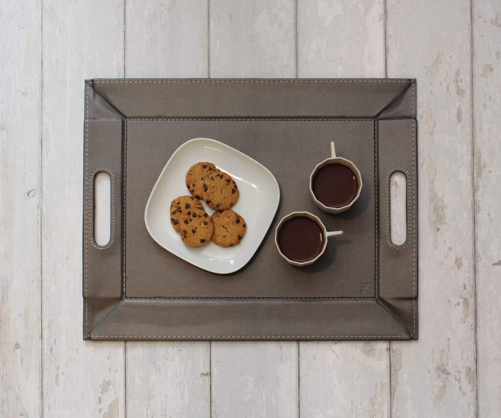 DUO PLACEsMAT™ Convertible Food Tray and Placemat, 2-Color Faux Leather Reversible and Crafted with Premium Materials - Strong, Versatile and Stylish for any Décor.