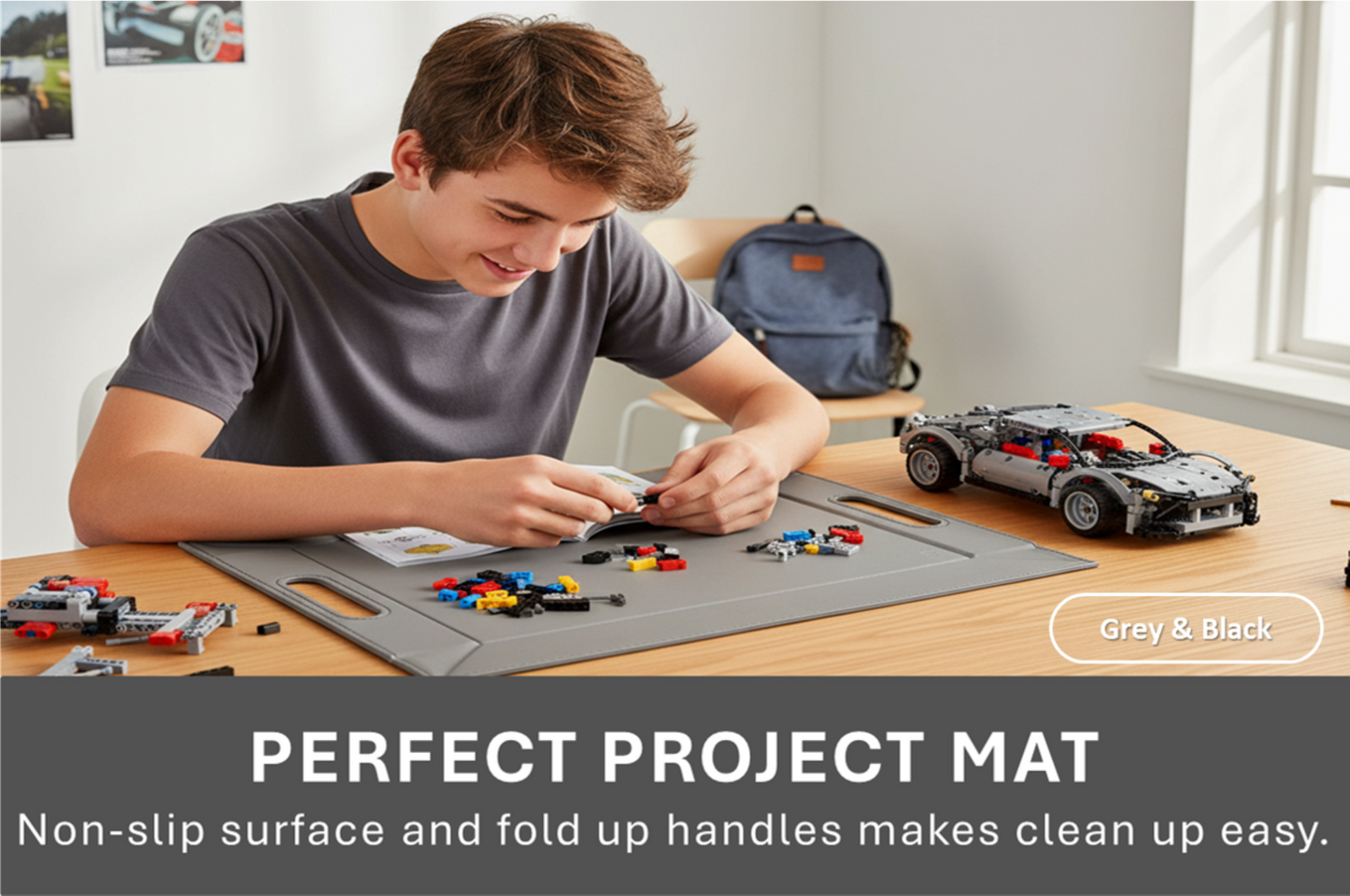 DUO PLACEsMAT Convertible Tray and Reversible Placemat, Crafted with Wood Core and Wrapped in 2-Color Premium Faux Leather - Strong, Versatile and Stylish for any Décor. Perfect for casual dining, parties, patio, ottoman, and as a desk mat. Space saving.